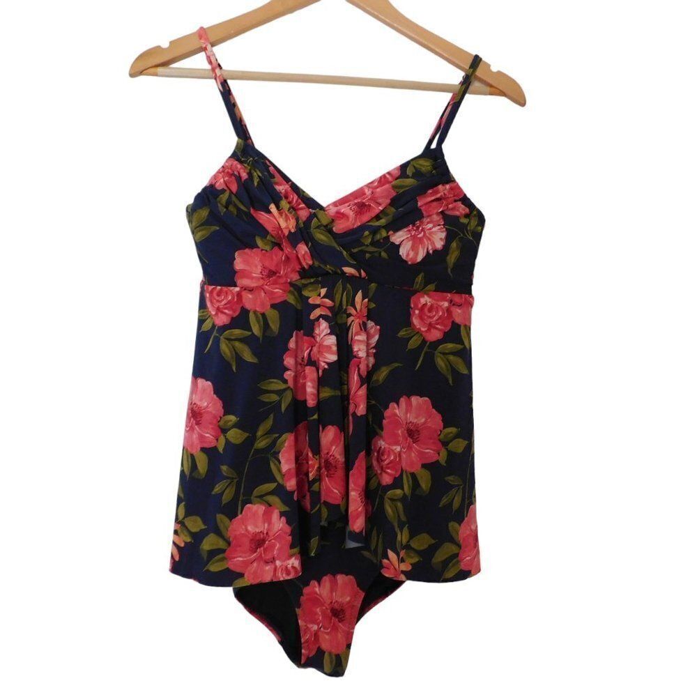 Garnet Hill Womens Swimsuit Swim dress Skirt Underwire Bra Floral Size 6